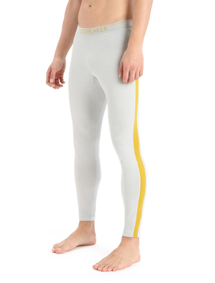 Men's Icebreaker Merino 200 Sonebula Thermal Leggings Base Layers Ether / Silent Gold | CA 1583LISH